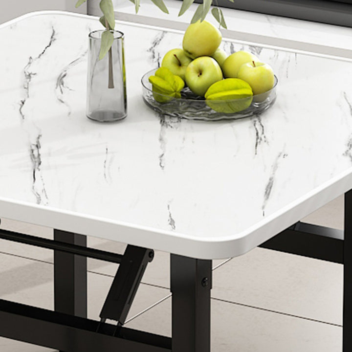 Table basse carrée pliante en acier au carbone et panneau de fibres à densité moyenne nordique contemporaine pour salon 