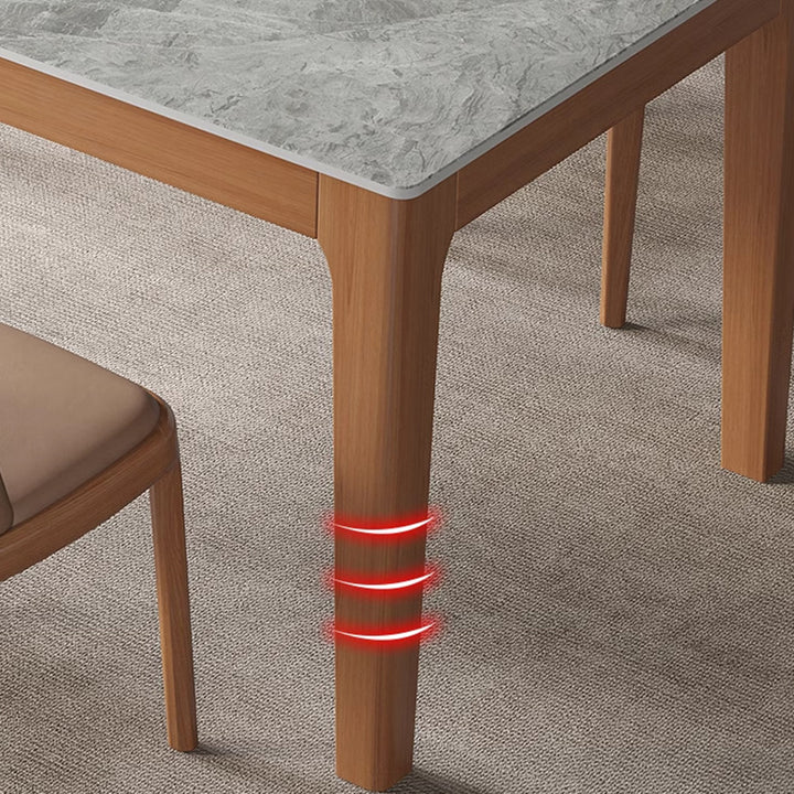 Contemporary Nordic Sintered Stone Rubberwood Rounded Rectangle Dining Table For 4 Seaters