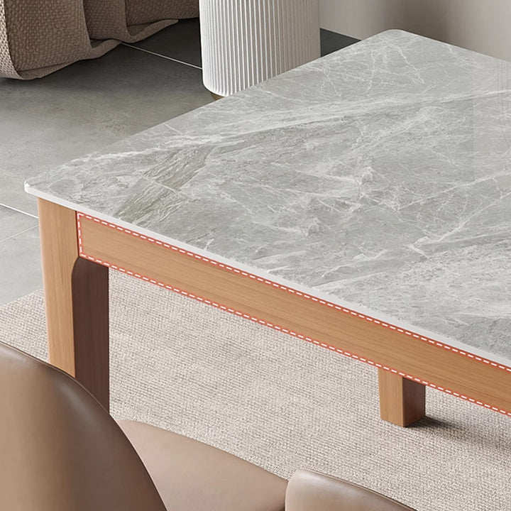 Contemporary Nordic Sintered Stone Rubberwood Rounded Rectangle Dining Table For 4 Seaters