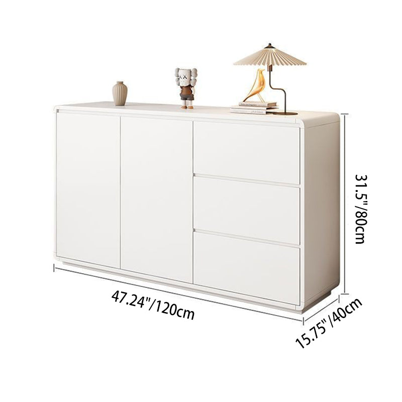 Moderner minimalistischer Holzpaneele Metall abgerundetes Quadrat Rechteck Aufbewahrungsschrank mit 3 Schubladen für das Wohnzimmer 