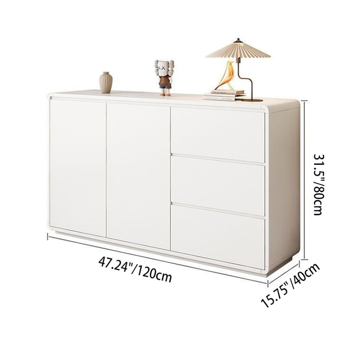Moderner minimalistischer Holzpaneele Metall abgerundetes Quadrat Rechteck Aufbewahrungsschrank mit 3 Schubladen für das Wohnzimmer 