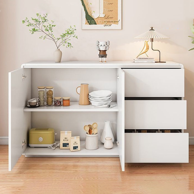 Moderner minimalistischer Holzpaneele Metall abgerundetes Quadrat Rechteck Aufbewahrungsschrank mit 3 Schubladen für das Wohnzimmer 