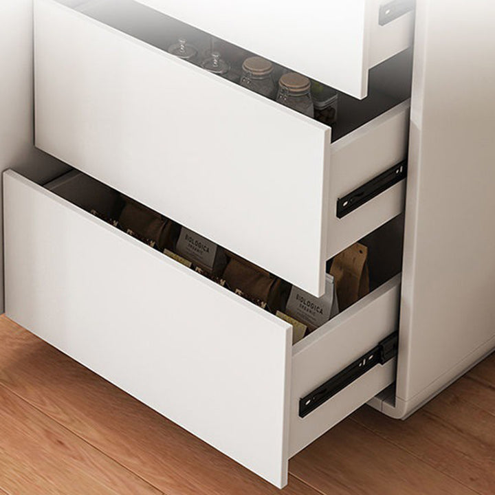 Moderner minimalistischer Holzpaneele Metall abgerundetes Quadrat Rechteck Aufbewahrungsschrank mit 3 Schubladen für das Wohnzimmer 