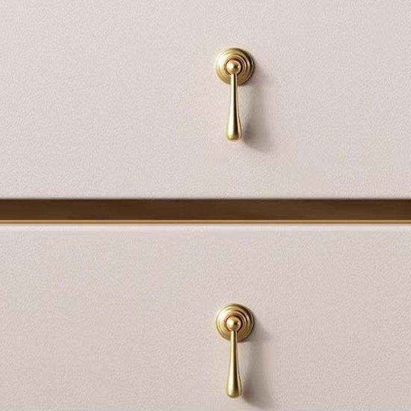 Zeitgenössischer skandinavischer MDF-Sinterstein-Kunstleder-abgerundeter quadratischer Nachttisch mit 2 Schubladen für das Schlafzimmer 