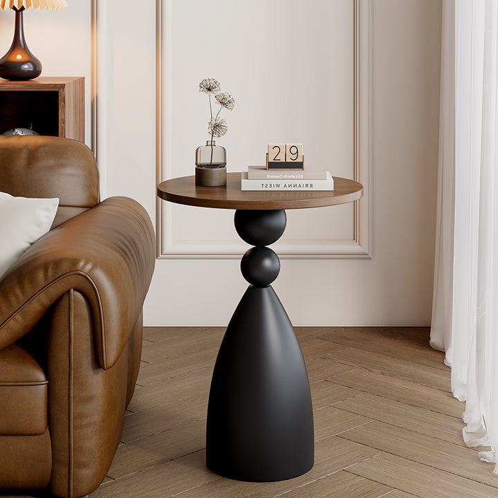 Traditional Vintage Medium-Density Fiberboard Carbon Steel Round Ball Side Table 1 Tier For Living Room