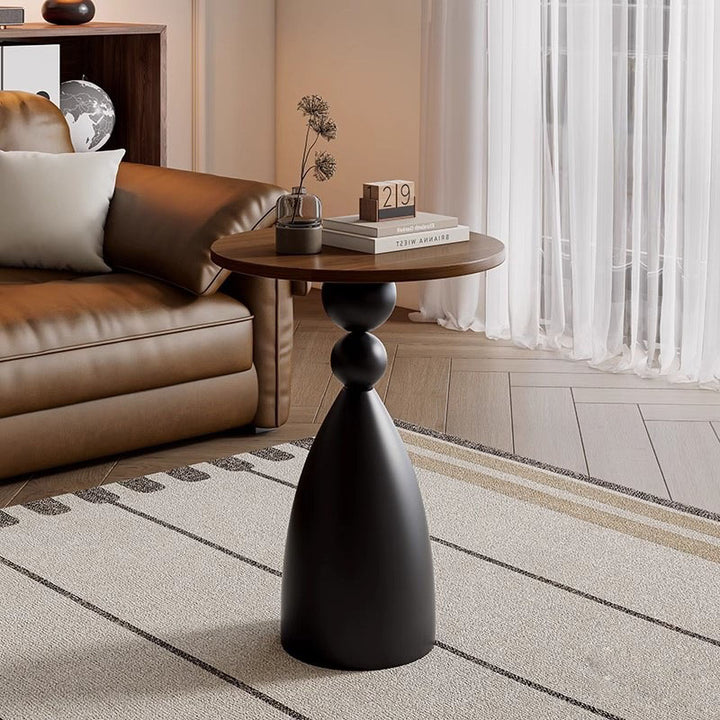 Traditional Vintage Medium-Density Fiberboard Carbon Steel Round Ball Side Table 1 Tier For Living Room