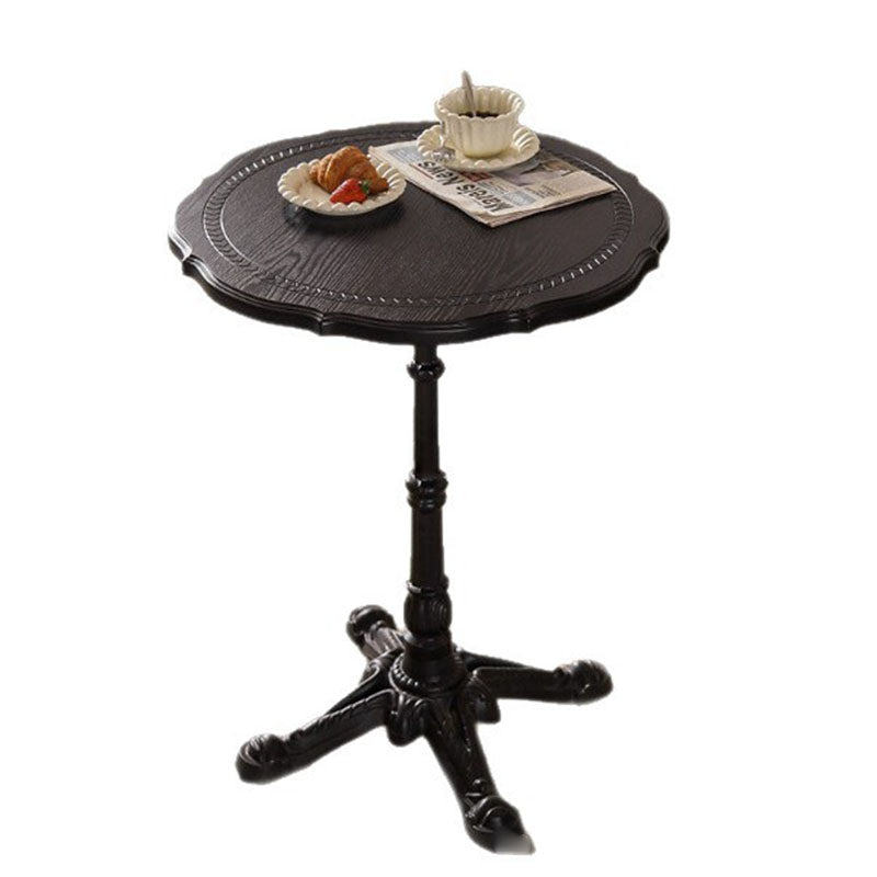 Traditional Chinese Ash Wood Veneer Iron Floral Round End Table 1 Tier For Living Room
