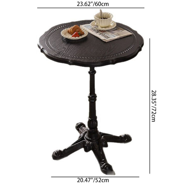 Traditional Chinese Solid Wood Iron Floral Round End Table 1 Tier For Living Room