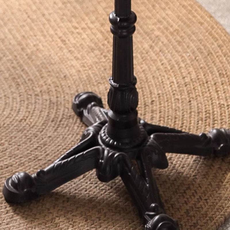 Traditional Chinese Ash Wood Veneer Iron Floral Round End Table 1 Tier For Living Room