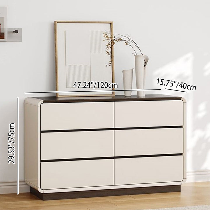 Traditional French Solid Wood Particle Board Pine Rounded Rectangular Storage Cabinet 2/5/6 Drawers For Living Room