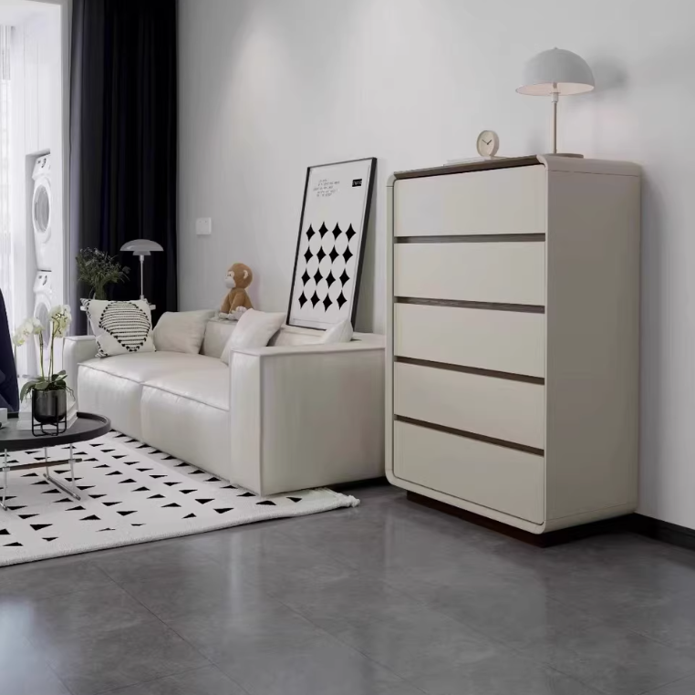 Traditional French Solid Wood Particle Board Pine Rounded Rectangular Storage Cabinet 2/5/6 Drawers For Living Room