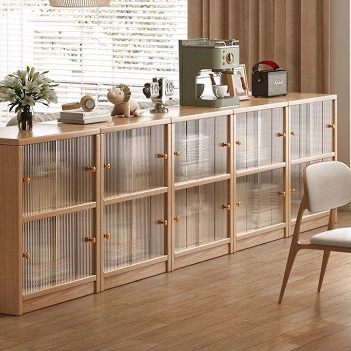 Meuble de rangement rectangulaire en panneau écologique en bois massif chinois traditionnel avec texture acrylique, 2/3 niveaux, pour salon 