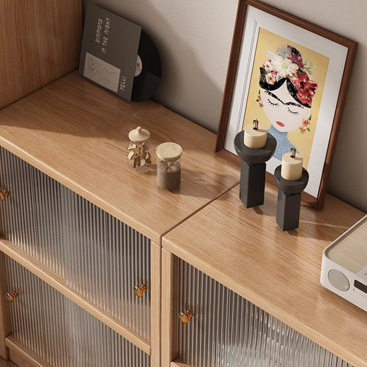 Meuble de rangement rectangulaire en panneau écologique en bois massif chinois traditionnel avec texture acrylique, 2/3 niveaux, pour salon 