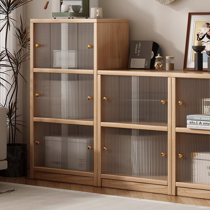 Meuble de rangement rectangulaire en panneau écologique en bois massif chinois traditionnel avec texture acrylique, 2/3 niveaux, pour salon 