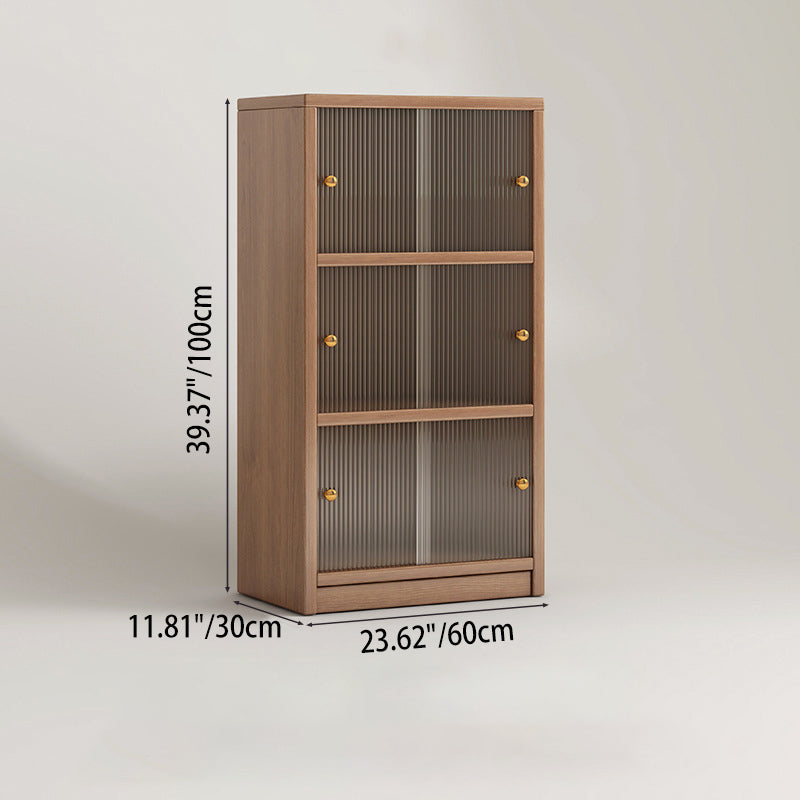 Meuble de rangement rectangulaire en panneau écologique en bois massif chinois traditionnel avec texture acrylique, 2/3 niveaux, pour salon 