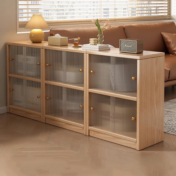 Meuble de rangement rectangulaire en panneau écologique en bois massif chinois traditionnel avec texture acrylique, 2/3 niveaux, pour salon 