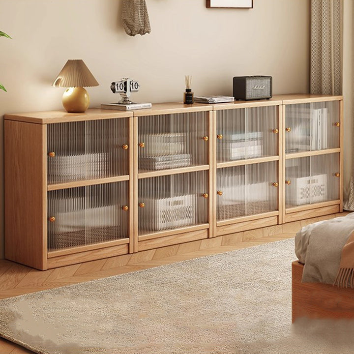 Meuble de rangement rectangulaire en panneau écologique en bois massif chinois traditionnel avec texture acrylique, 2/3 niveaux, pour salon 