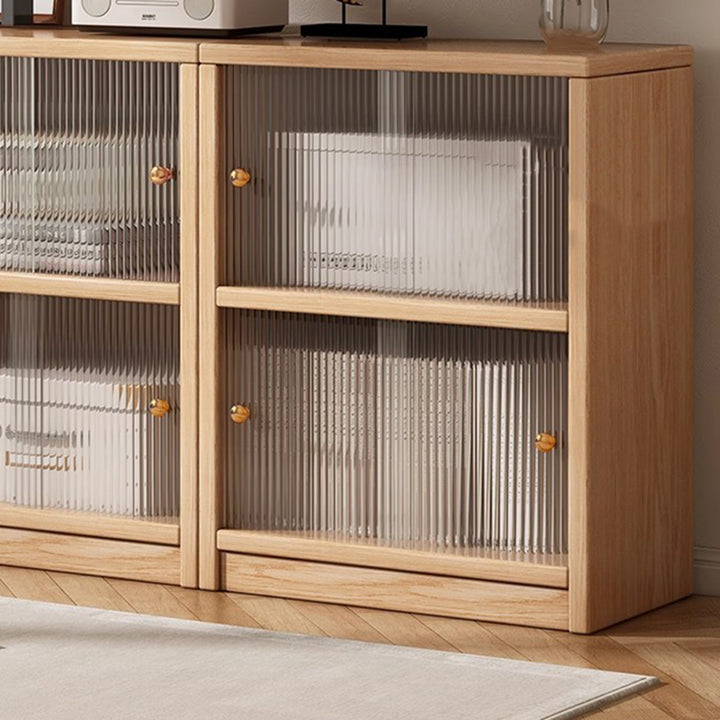 Meuble de rangement rectangulaire en panneau écologique en bois massif chinois traditionnel avec texture acrylique, 2/3 niveaux, pour salon 