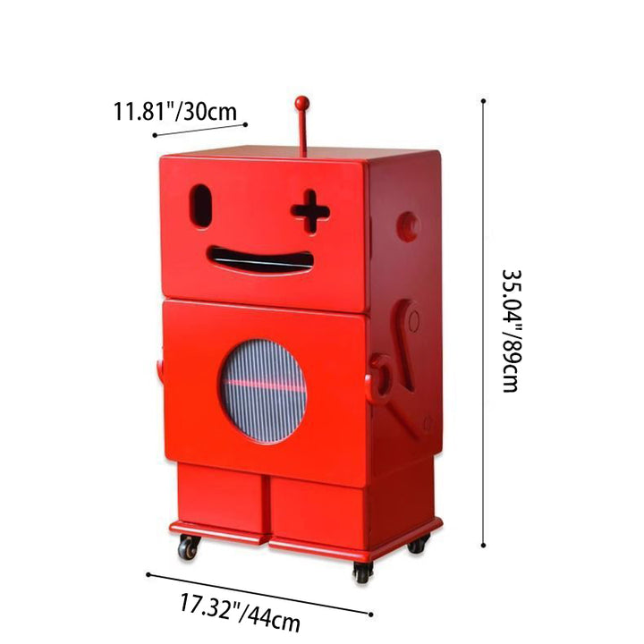 Contemporary Creative MDF Mobile Robot Side Table With 2 Storage For Living Room