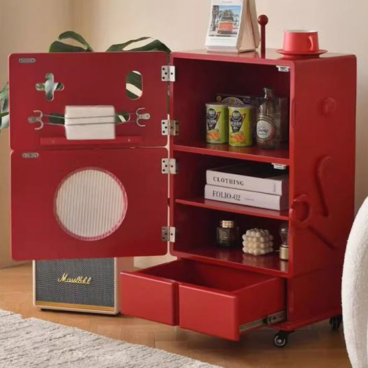 Contemporary Creative MDF Mobile Robot Side Table With 2 Storage For Living Room