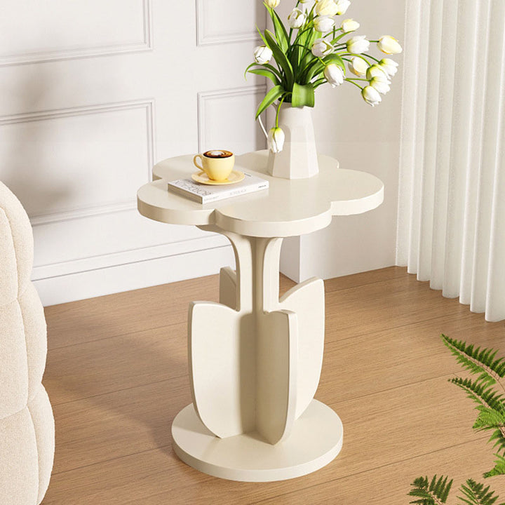 Modern Art Deco MDF Floral Round End Table With 1-Tier For Living Room