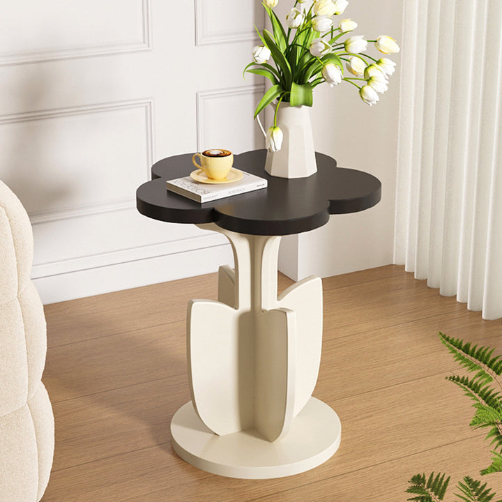 Modern Art Deco MDF Floral Round End Table With 1-Tier For Living Room