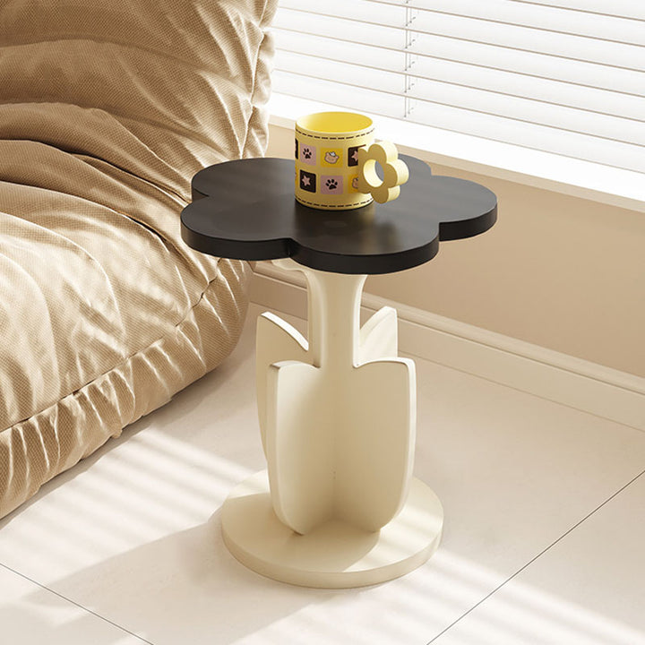 Modern Art Deco MDF Floral Round End Table With 1-Tier For Living Room