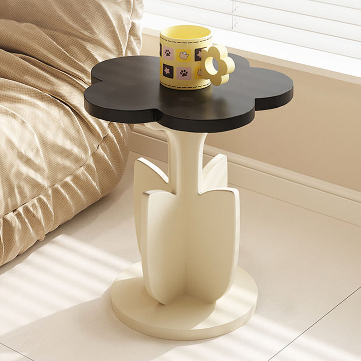 Modern Art Deco MDF Floral Round End Table With 1-Tier For Living Room