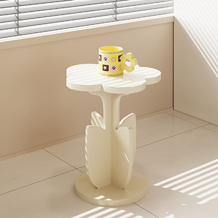Modern Art Deco MDF Floral Round End Table With 1-Tier For Living Room