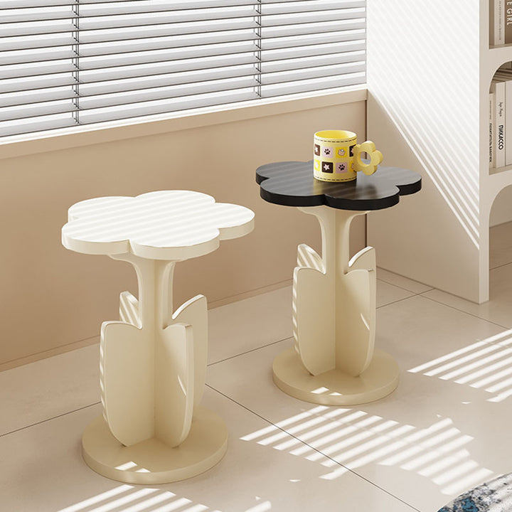 Modern Art Deco MDF Floral Round End Table With 1-Tier For Living Room