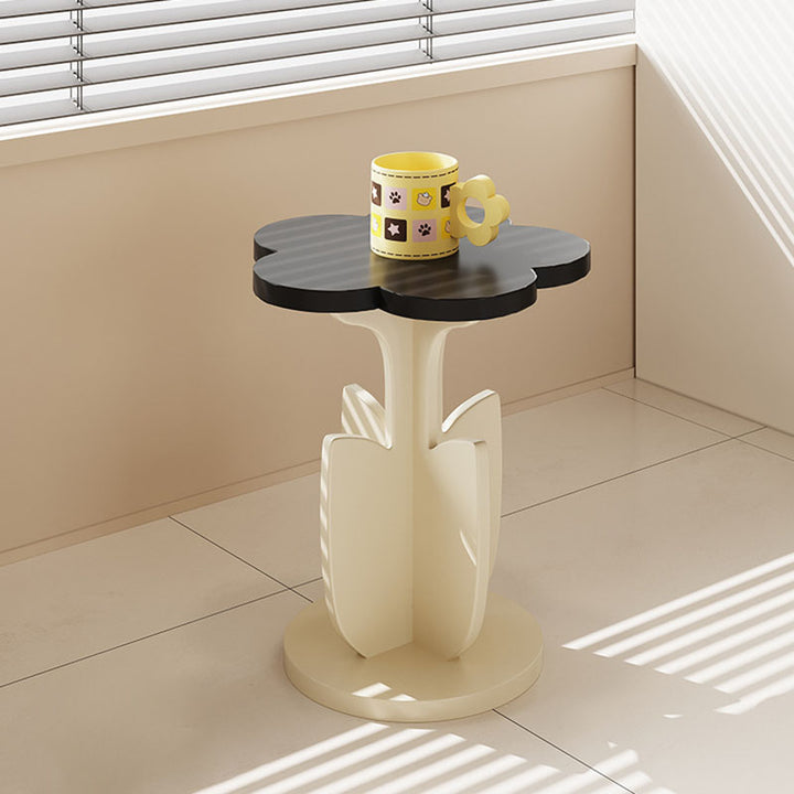 Modern Art Deco MDF Floral Round End Table With 1-Tier For Living Room