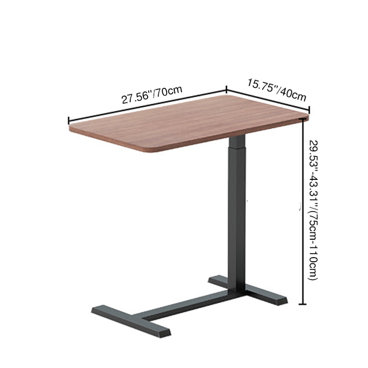 Modern Minimalist Engineered Wood Carbon Steel Height-Adjustable Rounded Rectangular Side Table With 1-Tier For Living Room