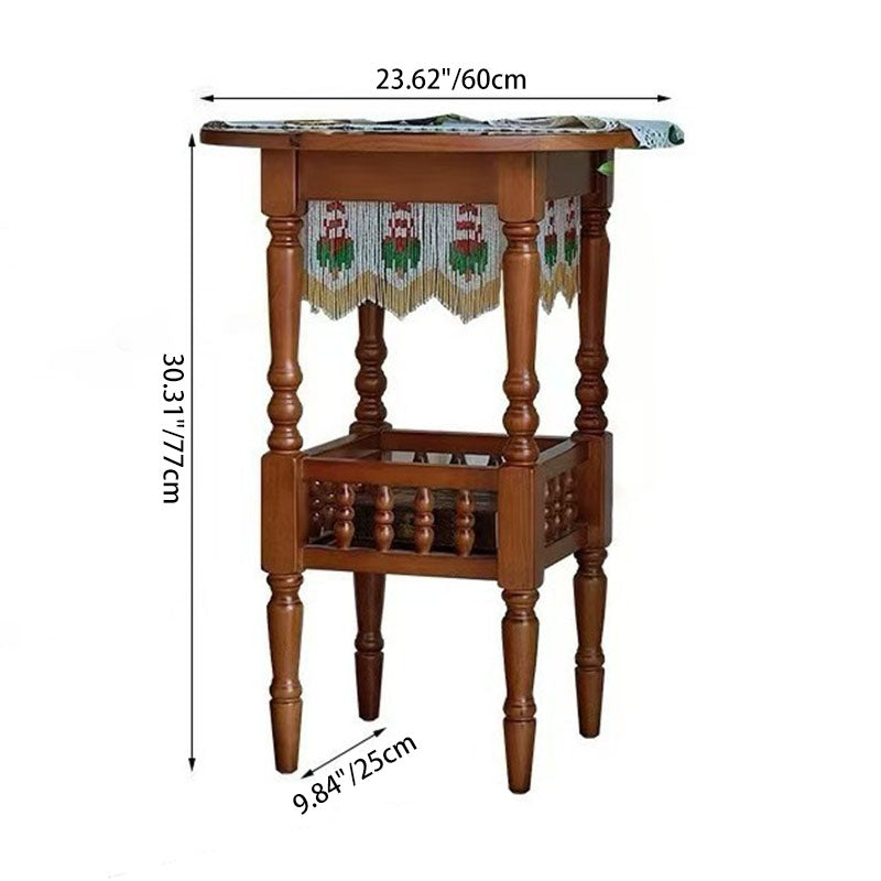 Traditional French Ash Wood Square Round Coffee Table With 2-Tier For Living Room