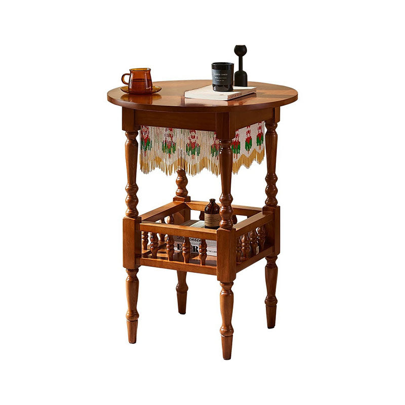Traditional French Ash Wood Square Round Coffee Table With 2-Tier For Living Room