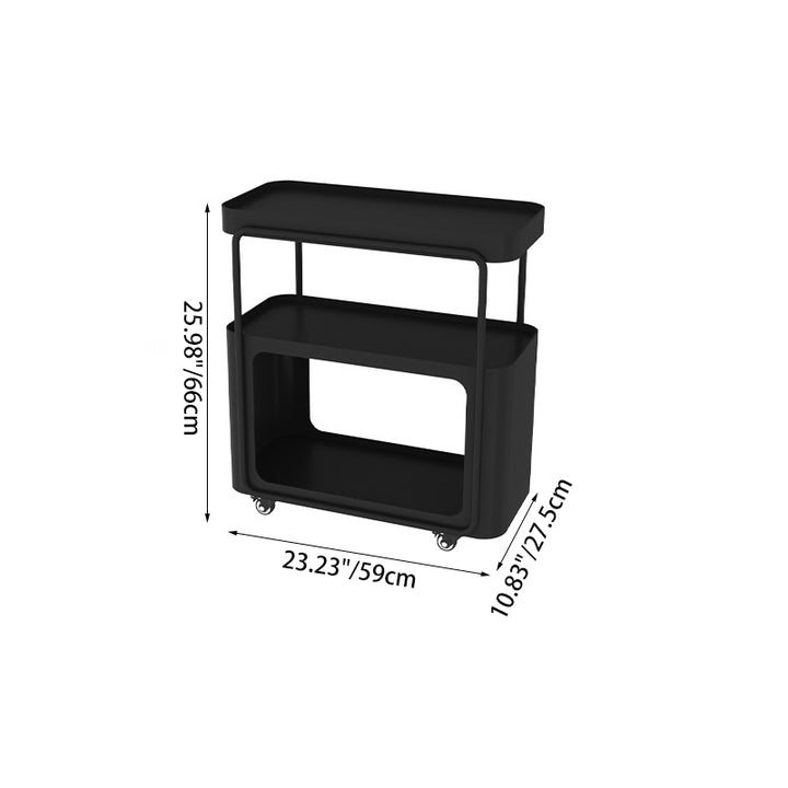 Traditional Chinese Metal Movable Rounded Rectangular Side Table With 3 Tiers For Living Room