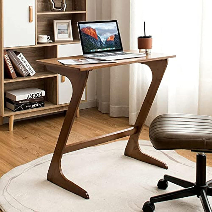 Traditional Chinese Bamboo Z-Shaped Rectangular Side Table With 1 Tier For Living Room