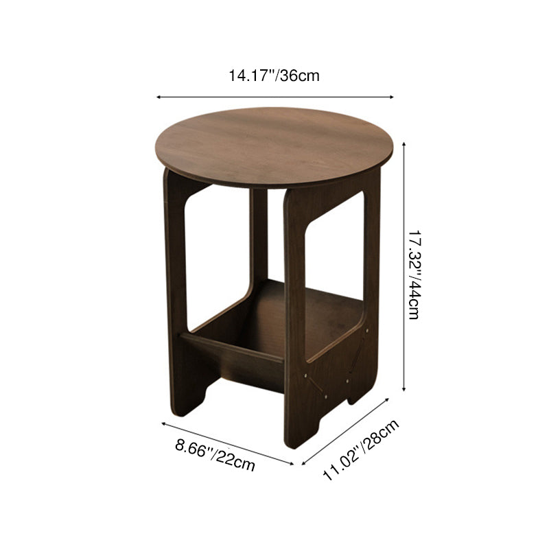 Traditioneller Vintage Couchtisch aus Holz mit runder quadratischer Form und 2 Ebenen für das Wohnzimmer 