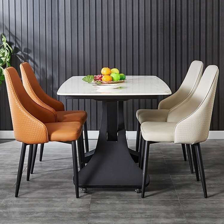 Contemporary Scandinavian Sintered Stone Metal X-Shaped Rectangular Coffee Table With 1 Tier For Living Room