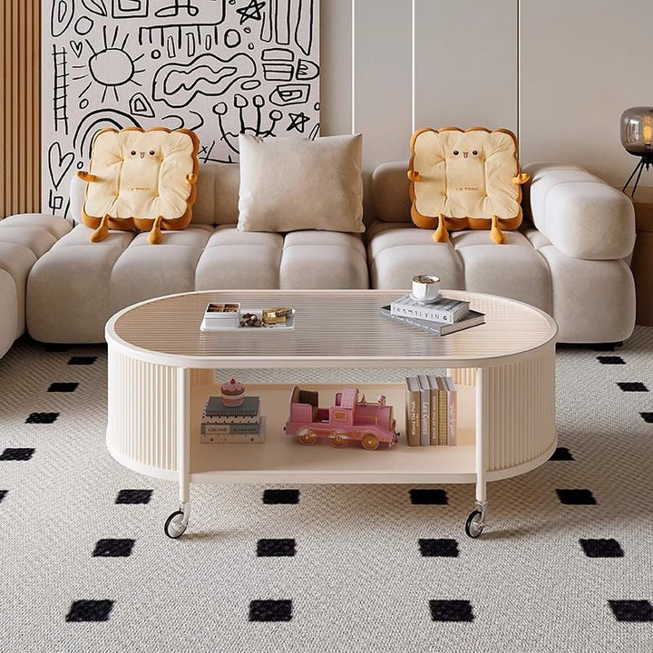 Table basse ovale allongée mobile en verre et métal, minimaliste moderne, à deux niveaux, pour salon 