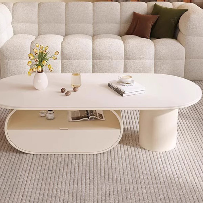 Traditional French Sintered Stone Iron Long Oval Coffee Table With 2 Tiers For Living Room