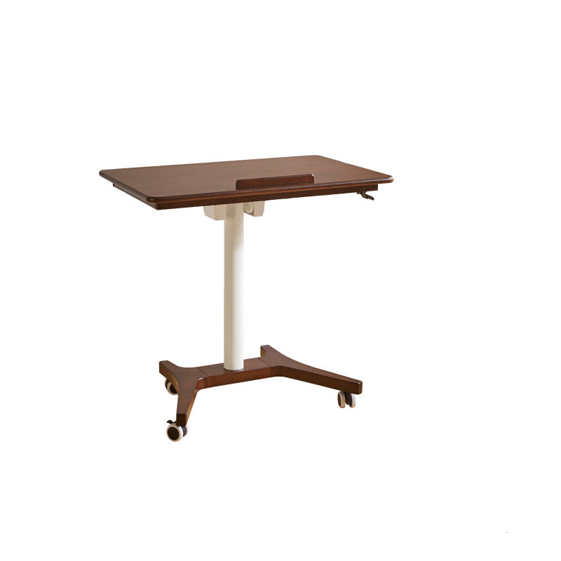 Traditional Chinese Rubber Wood Height-Adjustable Movable Rectangular Side Table With 1 Tier For Living Room