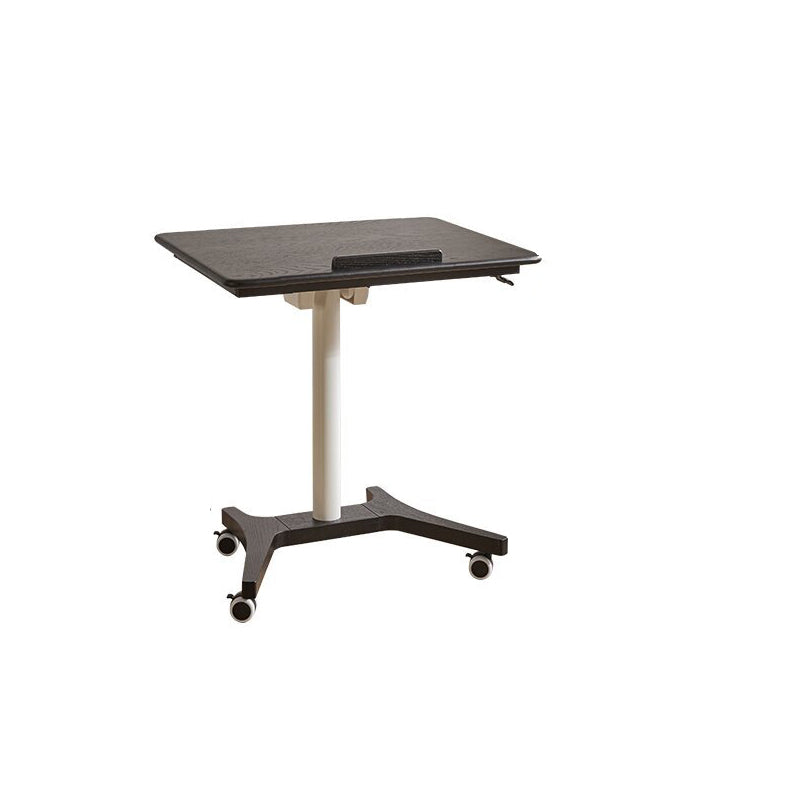 Traditional Chinese Rubber Wood Height-Adjustable Movable Rectangular Side Table With 1 Tier For Living Room
