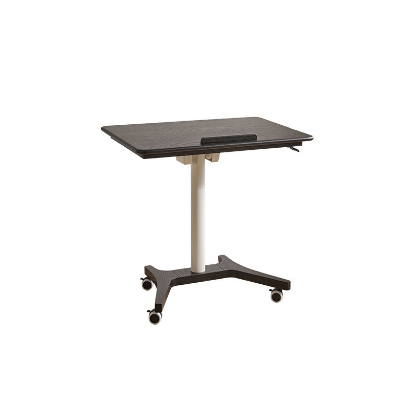 Traditional Chinese Rubber Wood Height-Adjustable Movable Rectangular Side Table With 1 Tier For Living Room