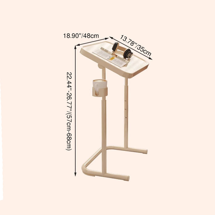 Table d'appoint rectangulaire incurvée à 1 niveau en contreplaqué et acier au carbone, style minimaliste moderne, pour salon 