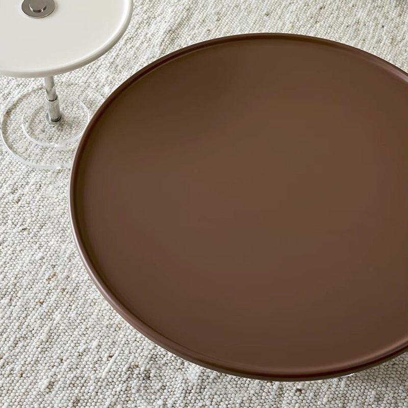 Traditioneller französischer Kaffeetisch aus Holzwerkstoff mit Acryl und Edelstahl, rund und gebogen, mit 2 Ebenen für das Wohnzimmer 