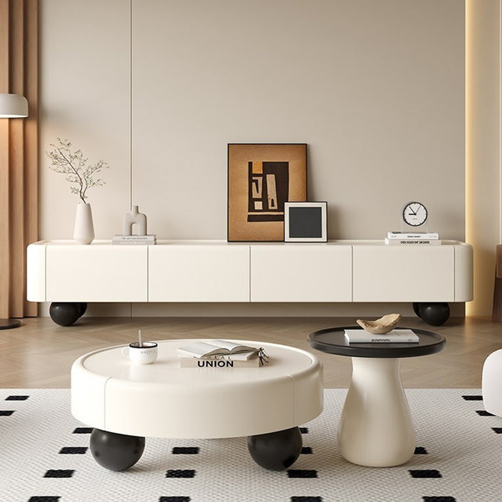 Table basse ronde cylindrique en bois massif français traditionnel, panneau multicouche, avec 1 niveau pour salon 