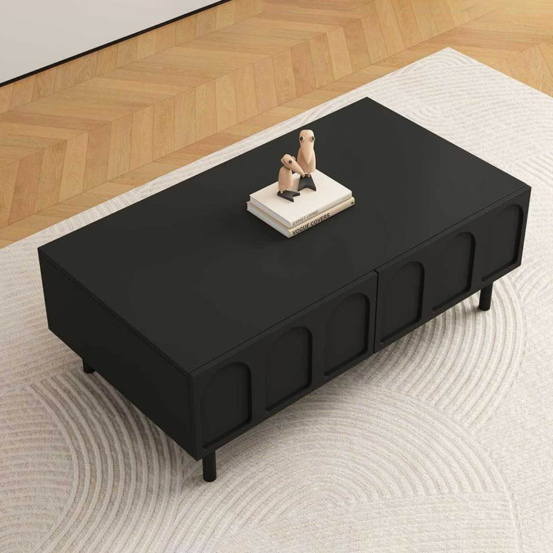 Table basse rectangulaire en bois d’ingénierie, verre et arche de style français traditionnel avec 2 tiroirs pour salon 