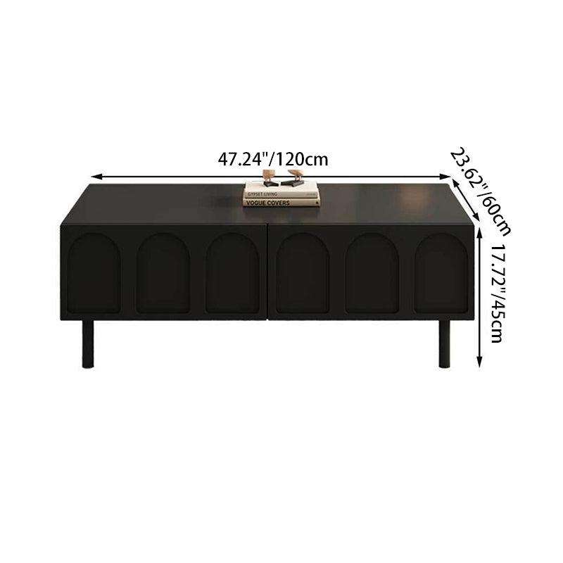 Table basse rectangulaire en bois d’ingénierie, verre et arche de style français traditionnel avec 2 tiroirs pour salon 