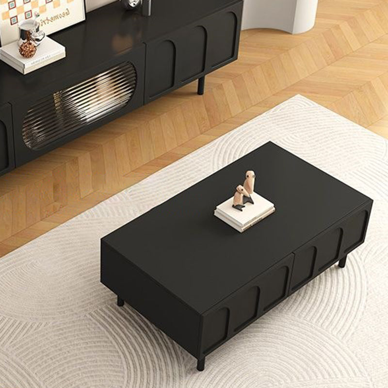 Table basse rectangulaire en bois d’ingénierie, verre et arche de style français traditionnel avec 2 tiroirs pour salon 
