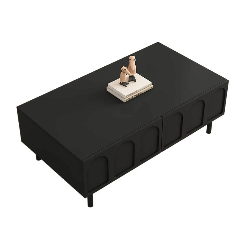 Table basse rectangulaire en bois d’ingénierie, verre et arche de style français traditionnel avec 2 tiroirs pour salon 